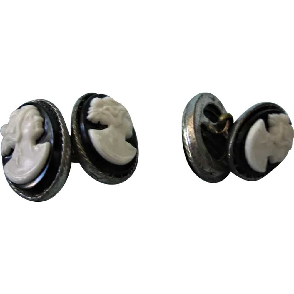 Vintage Pair of Plastic Cameo Cufflinks or 4 Butt… - image 1