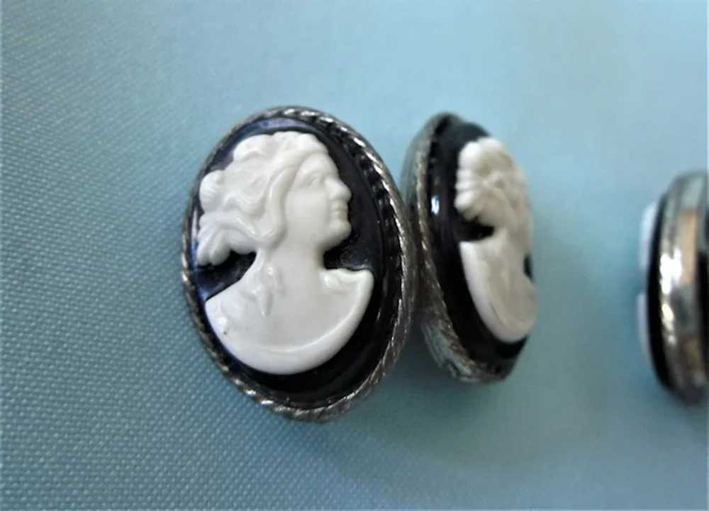 Vintage Pair of Plastic Cameo Cufflinks or 4 Butt… - image 2