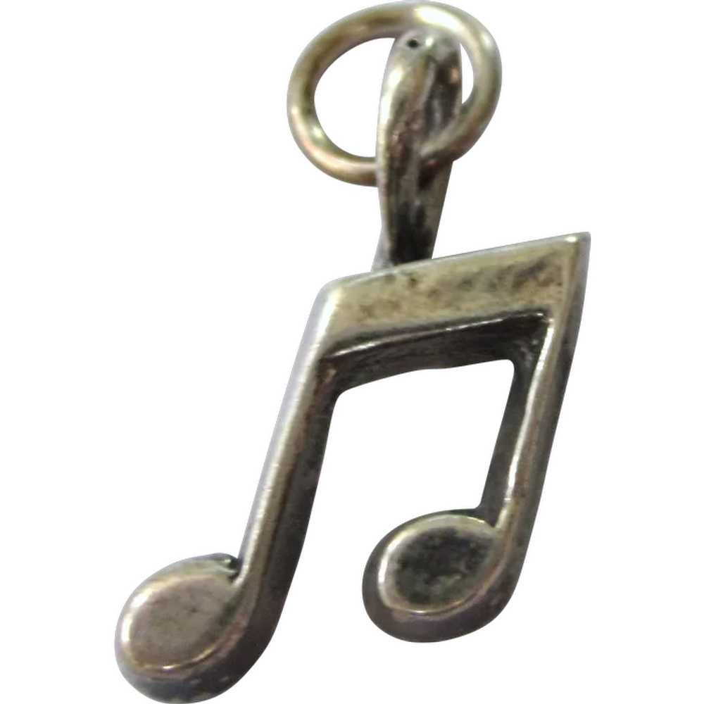 Vintage Sterling Silver Musical Note Charm - image 1