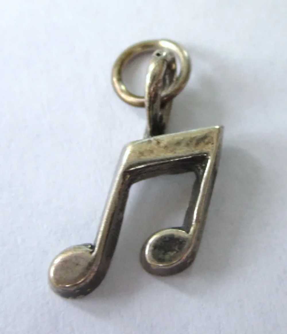 Vintage Sterling Silver Musical Note Charm - image 2