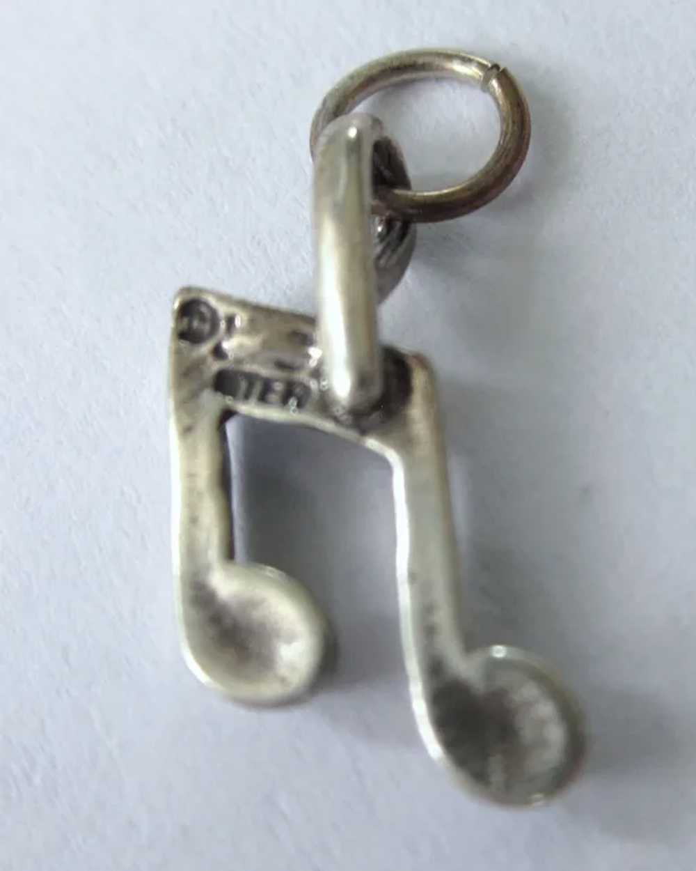 Vintage Sterling Silver Musical Note Charm - image 3