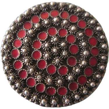 Old 900 Silver Brooch, Etruscan Design With Cantin