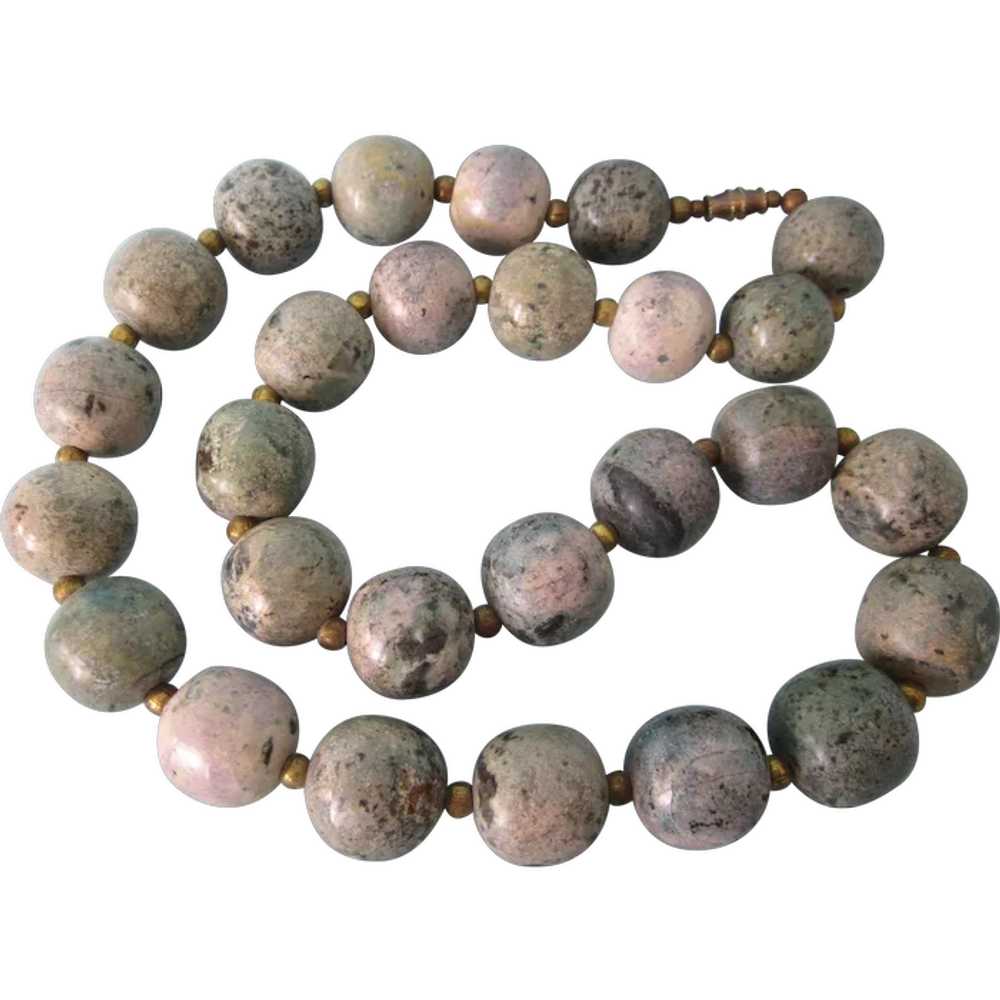 Vintage Chunky Gemstone Bead 23" Necklace - Gorge… - image 1