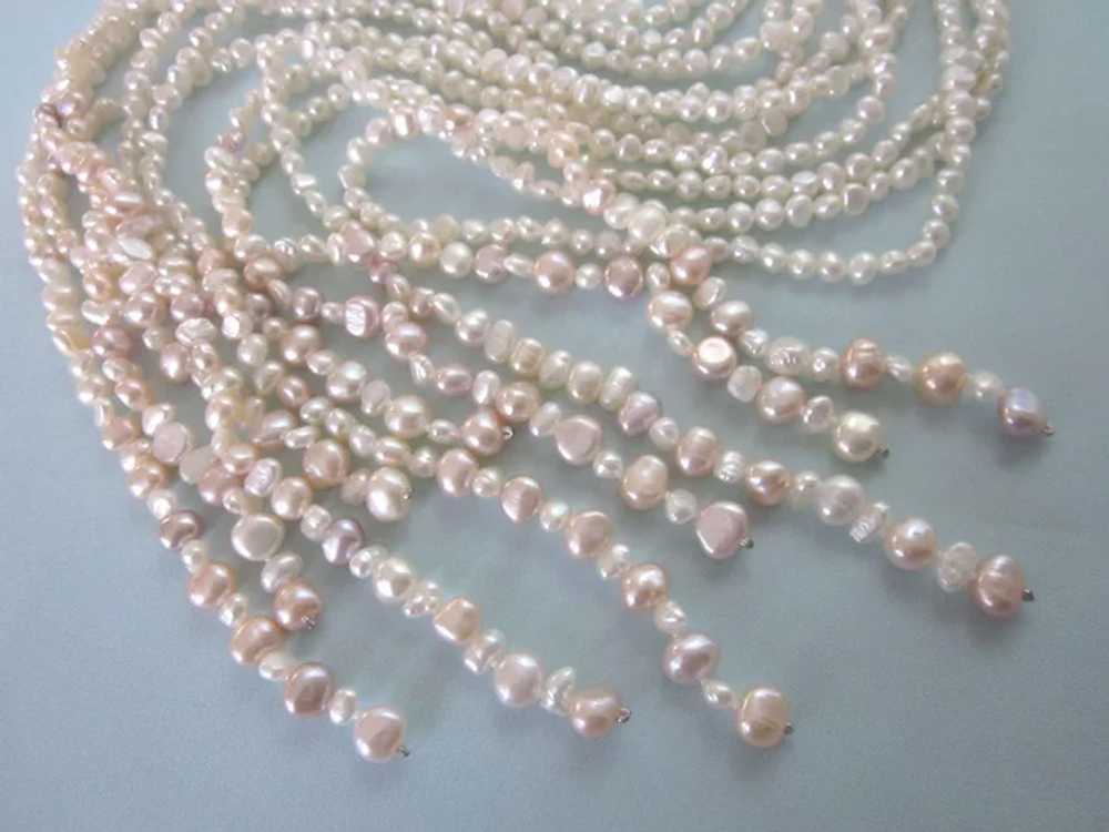 Stunning Signed Five Strand Freshwater Pearl 36" … - image 3