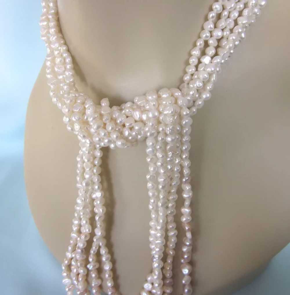 Stunning Signed Five Strand Freshwater Pearl 36" … - image 5