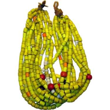 Authentic Large Yellow Tile Beaded Necklace From … - image 1