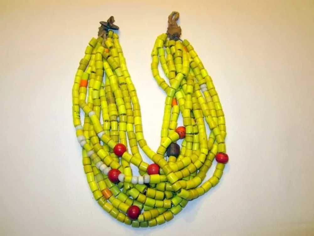 Authentic Large Yellow Tile Beaded Necklace From … - image 2