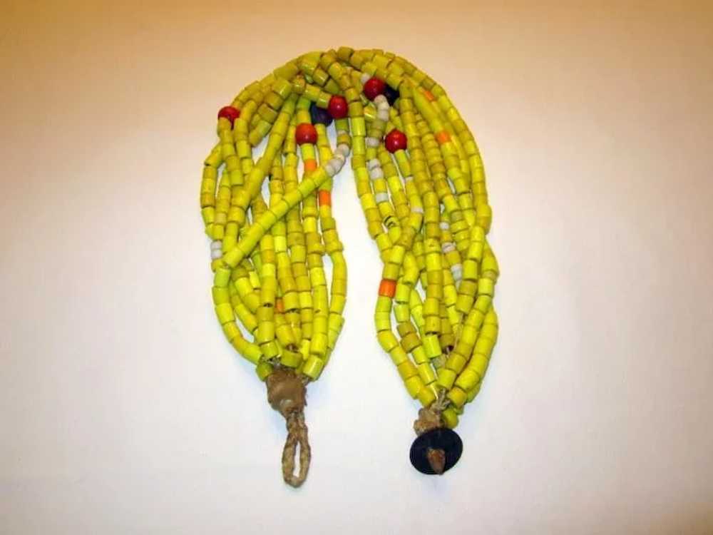 Authentic Large Yellow Tile Beaded Necklace From … - image 3