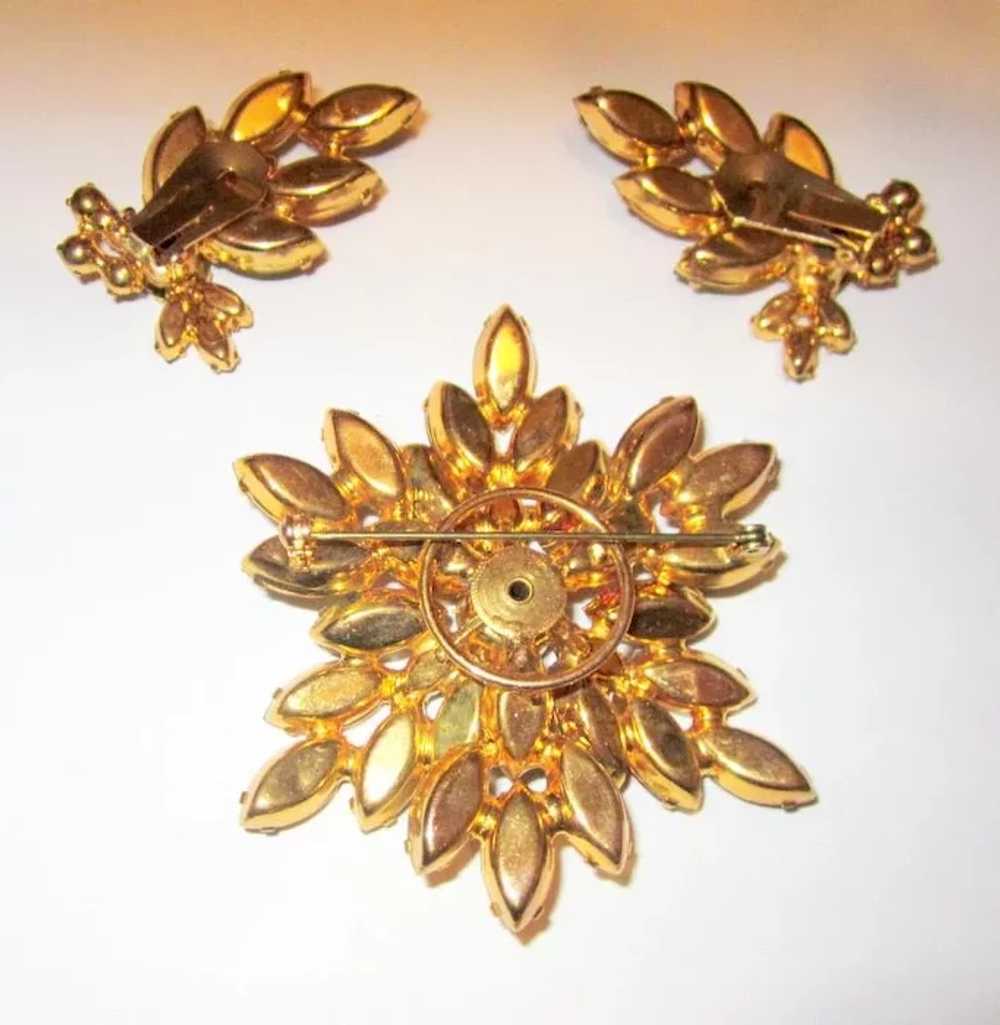 Unsigned "Regency" Large Brooch and Earring Set i… - image 2