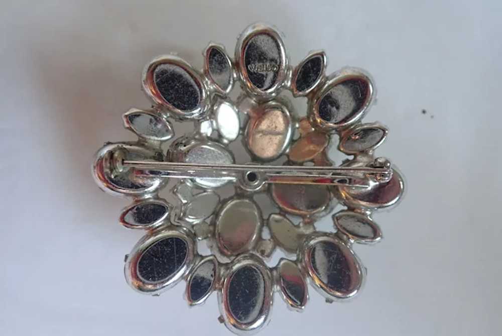 Vintage Signed Weiss 2" Round Snowflake Clear Rhi… - image 4