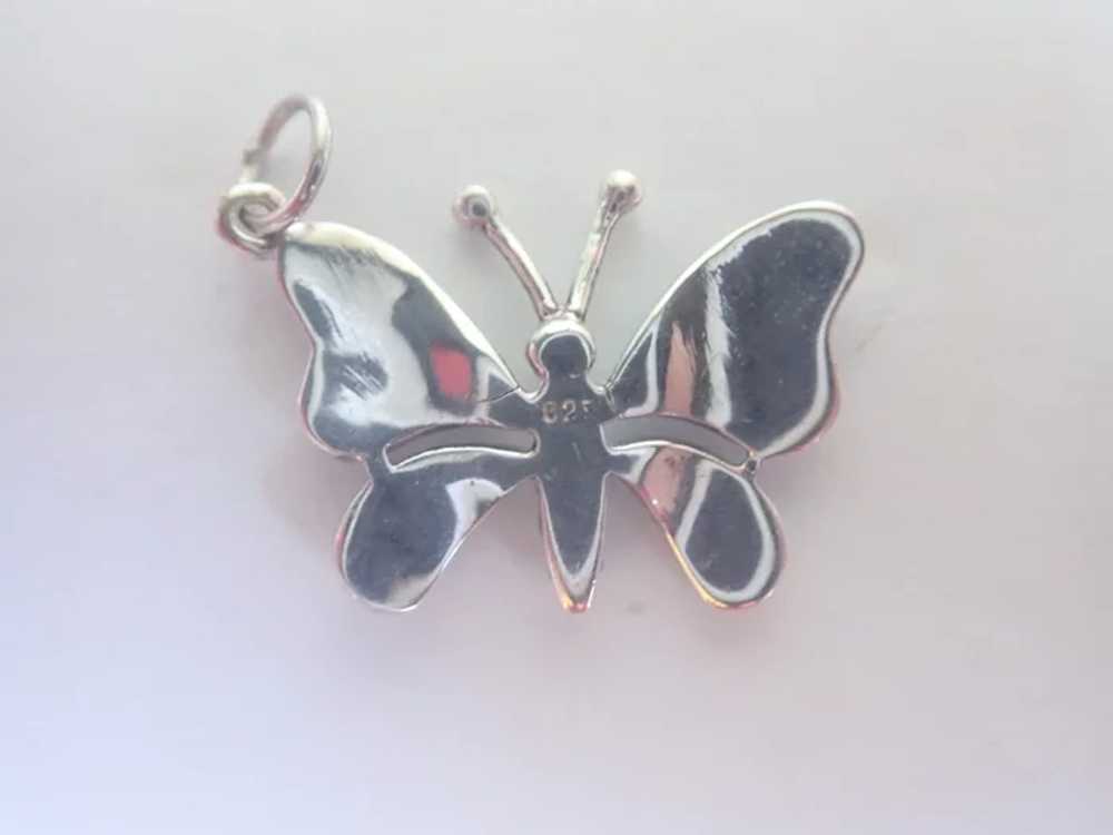 Sterling And Lab Opal Butterfly Pendant Or Charm - image 5