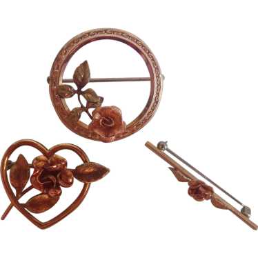 Vintage Krementz 14k Gold Overlay Rose Scatter Pi… - image 1