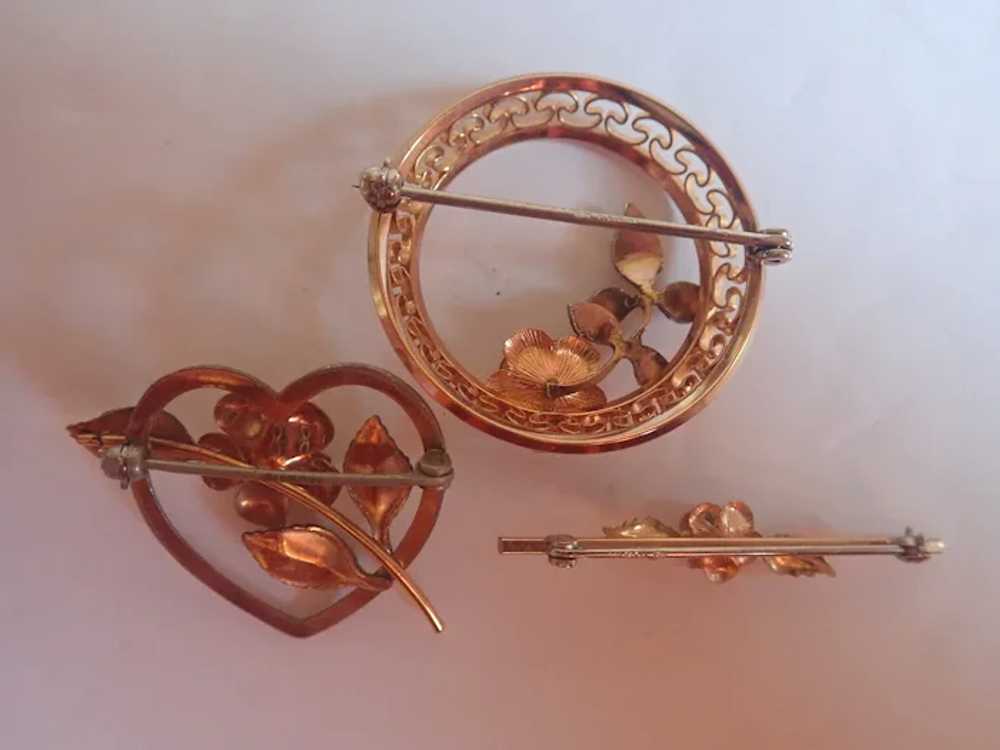 Vintage Krementz 14k Gold Overlay Rose Scatter Pi… - image 8