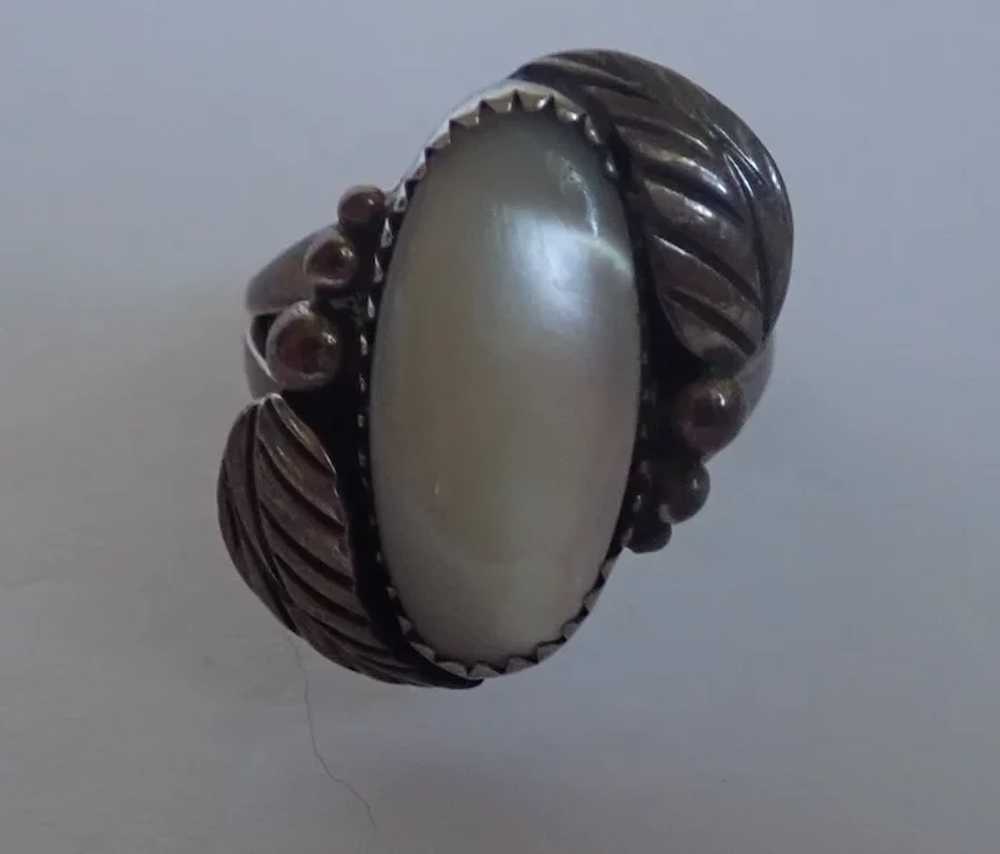 Vintage Native American Sterling Mother Of Pearl … - image 2