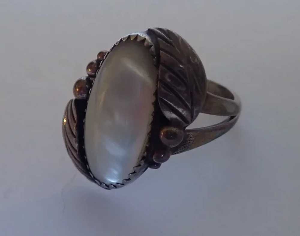 Vintage Native American Sterling Mother Of Pearl … - image 3