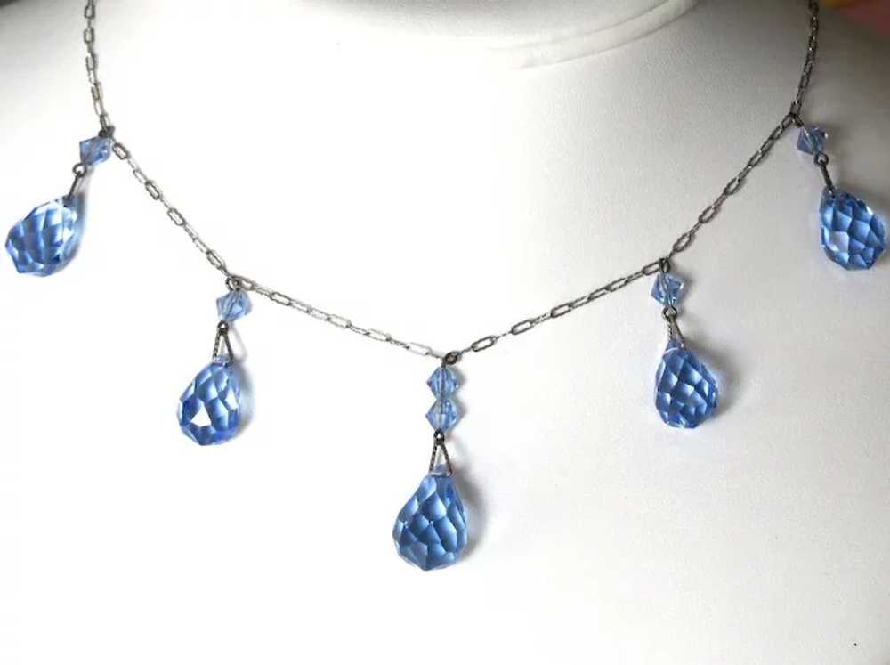 Art Deco Periwinkle Blue Sterling Crystal Necklace - image 2