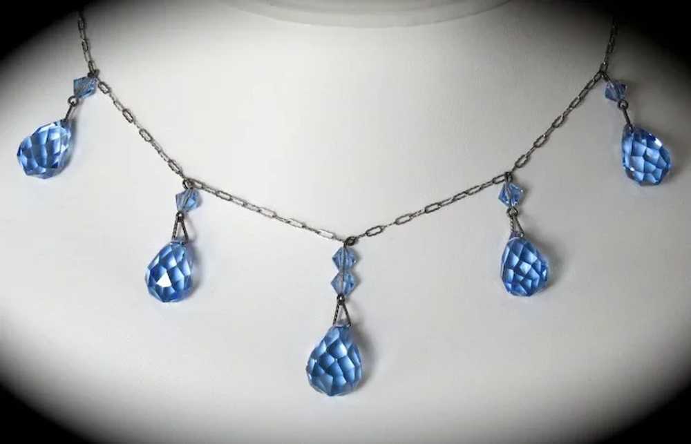 Art Deco Periwinkle Blue Sterling Crystal Necklace - image 5