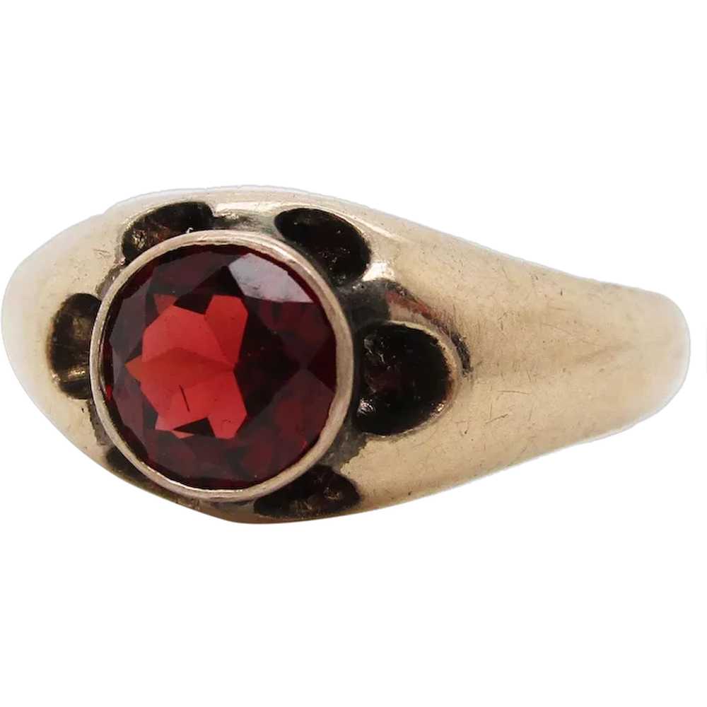 1890 Victorian 14K Yellow Gold and Red Garnet Sta… - image 1