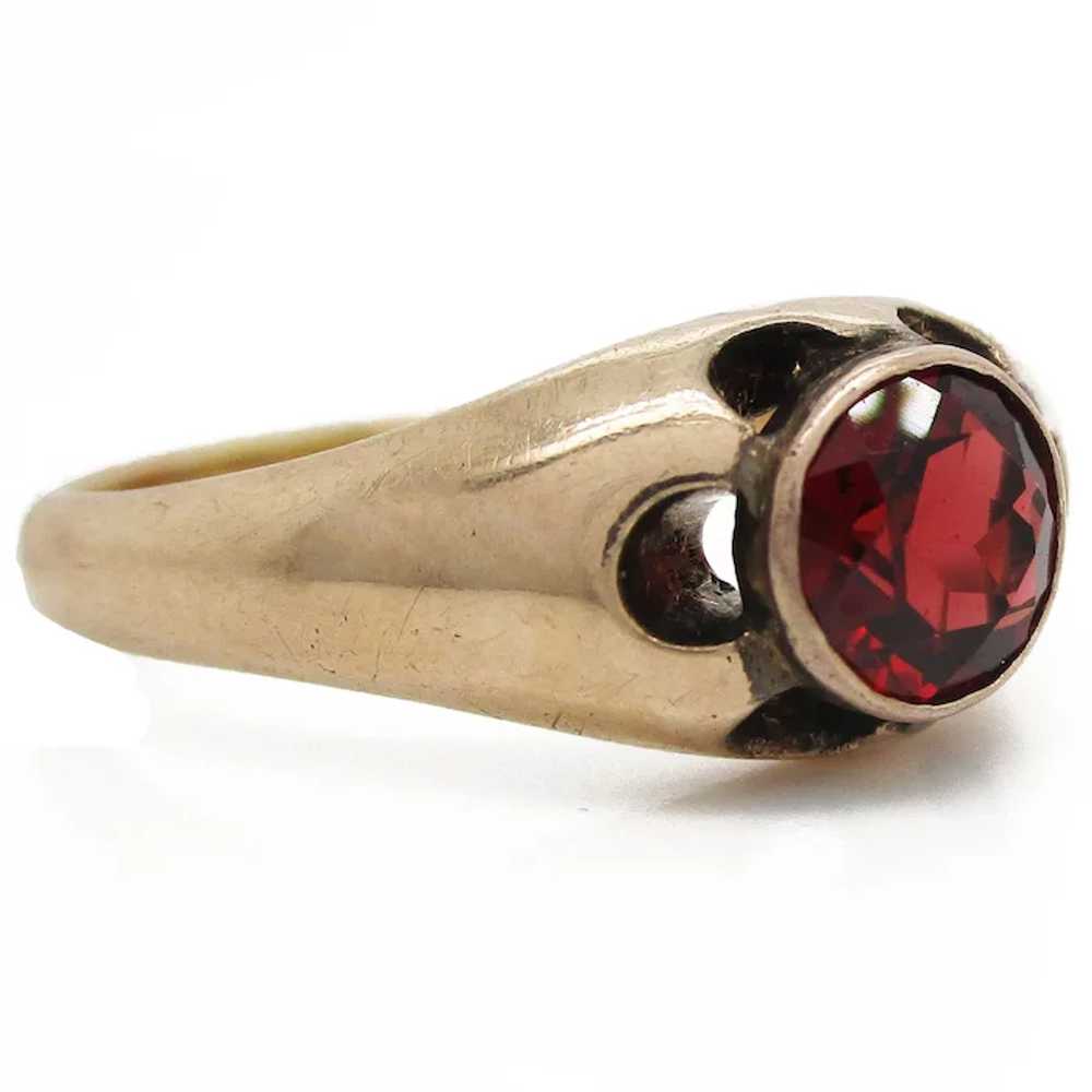 1890 Victorian 14K Yellow Gold and Red Garnet Sta… - image 3