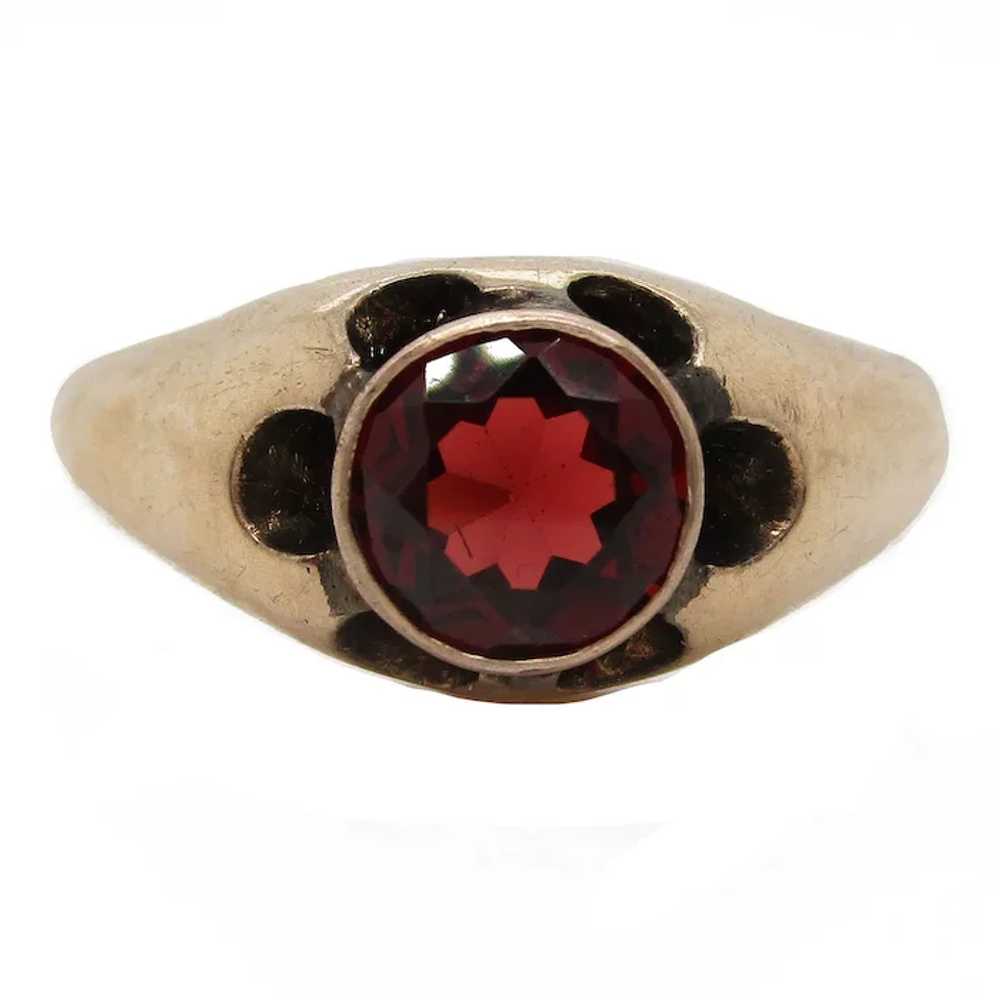 1890 Victorian 14K Yellow Gold and Red Garnet Sta… - image 4