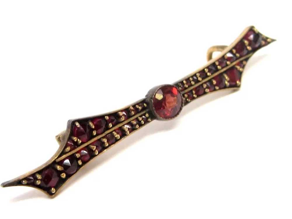 1920 Etruscan Czech Garnet Bar Pin - image 3