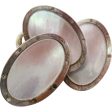 Art Deco 14 Karat White Gold and Mother of Pearl … - image 1