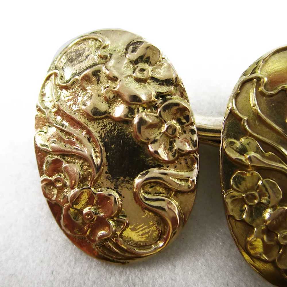 14K Yellow Gold Art Nouveau Larter & Sons Dogwood… - image 2