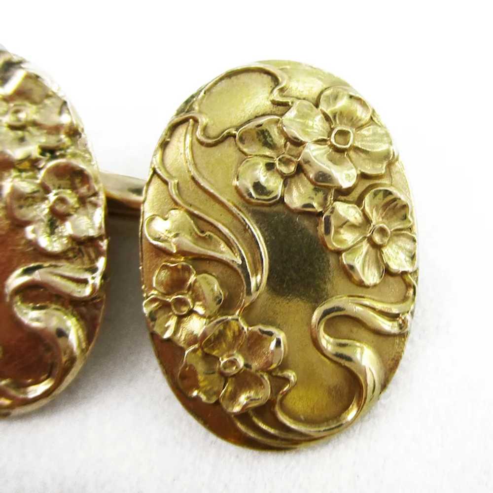 14K Yellow Gold Art Nouveau Larter & Sons Dogwood… - image 3