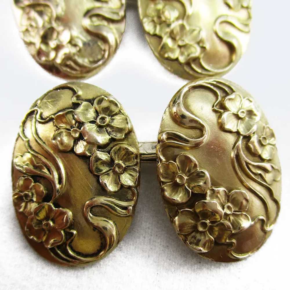 14K Yellow Gold Art Nouveau Larter & Sons Dogwood… - image 4