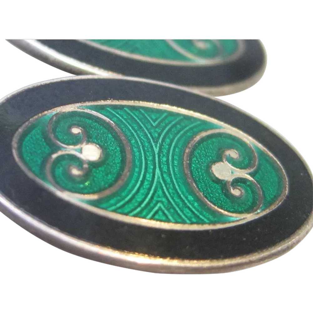 Art Deco Sterling Silver Enamel Cufflinks by Krem… - image 1