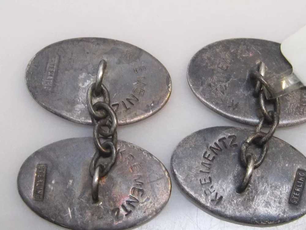Art Deco Sterling Silver Enamel Cufflinks by Krem… - image 3