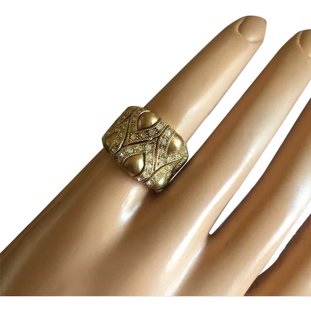Vintage Swarovski Crystals Band Ring 18K Gold Pla… - image 1
