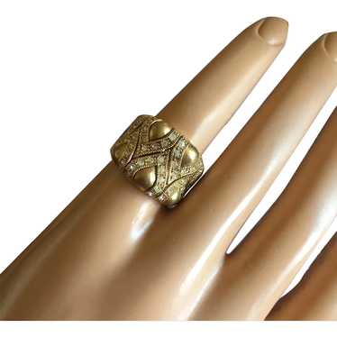 Vintage Swarovski Crystals Band Ring 18K Gold Pla… - image 1