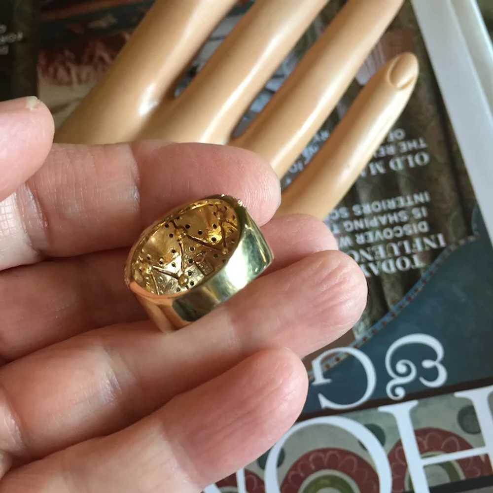 Vintage Swarovski Crystals Band Ring 18K Gold Pla… - image 3