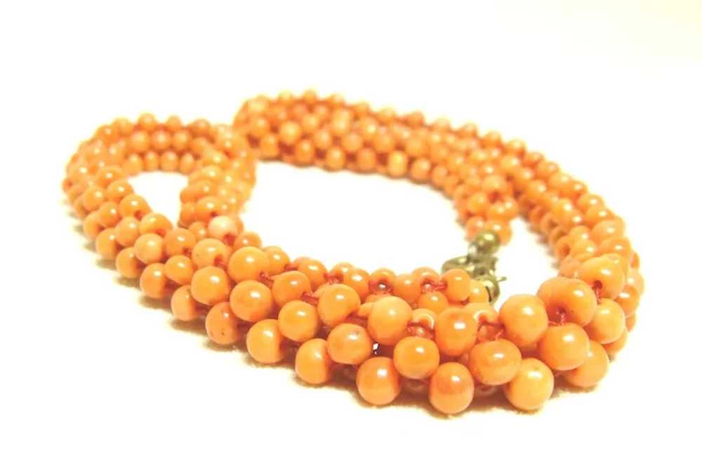 Vintage Woven Coral Necklace and Bracelet Set - image 3