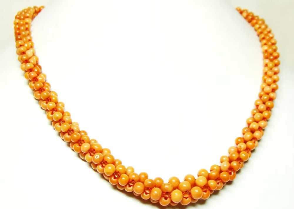 Vintage Woven Coral Necklace and Bracelet Set - image 6