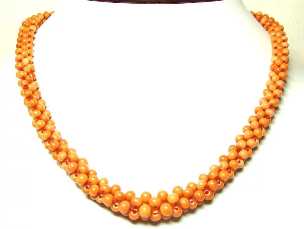 Vintage Woven Coral Necklace and Bracelet Set - image 7