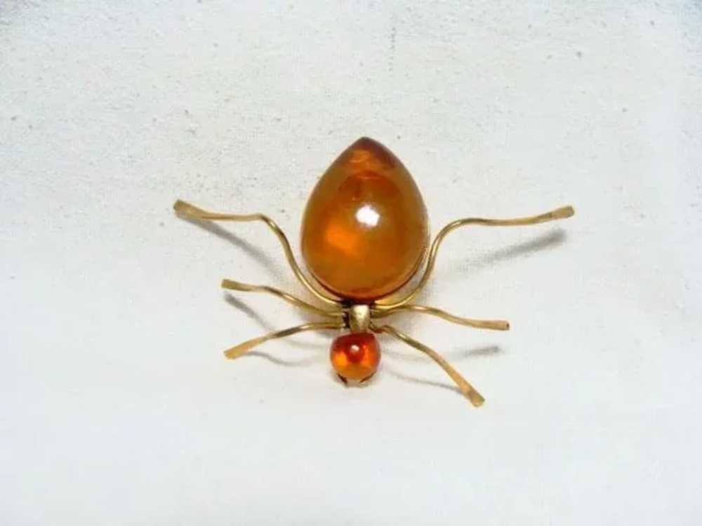 Vintage Amber Spider Brooch - image 6