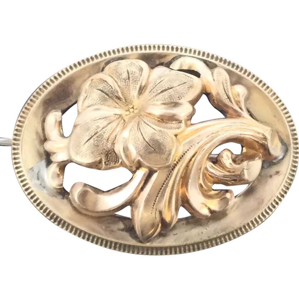 Art Nouveau French Brooch Gold Filled Iconic Piec… - image 1