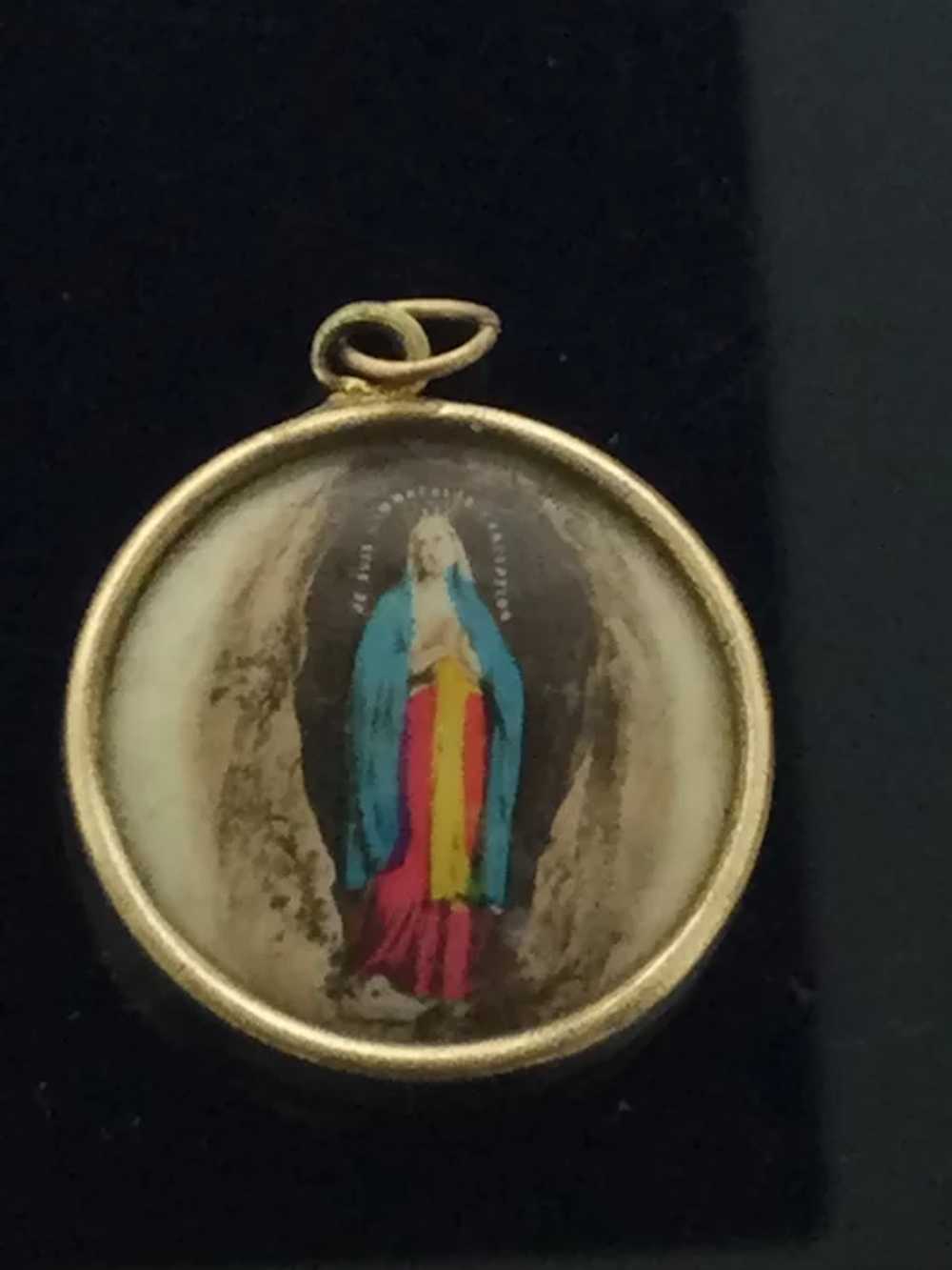 Old Religious Gilt Pendant Locket Costume c.1915 - image 10