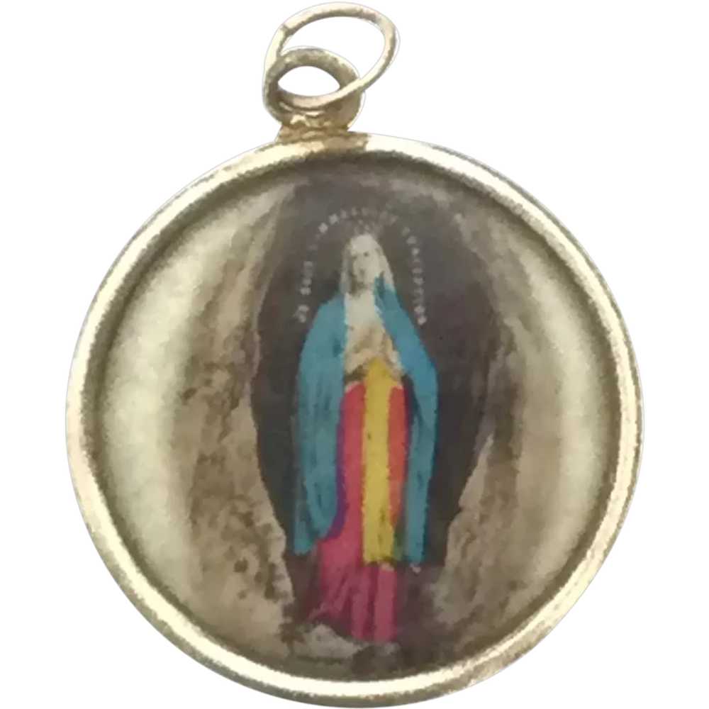 Old Religious Gilt Pendant Locket Costume c.1915 - image 1