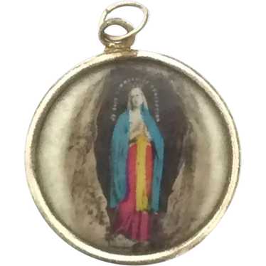 Old Religious Gilt Pendant Locket Costume c.1915