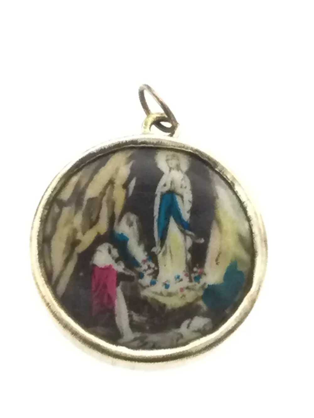 Old Religious Gilt Pendant Locket Costume c.1915 - image 3