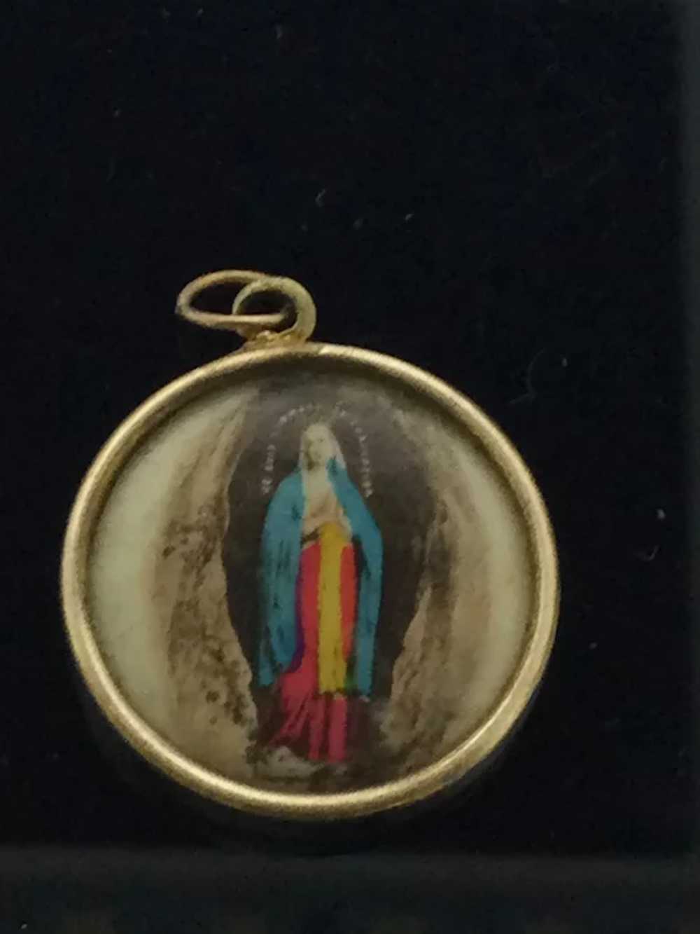 Old Religious Gilt Pendant Locket Costume c.1915 - image 6