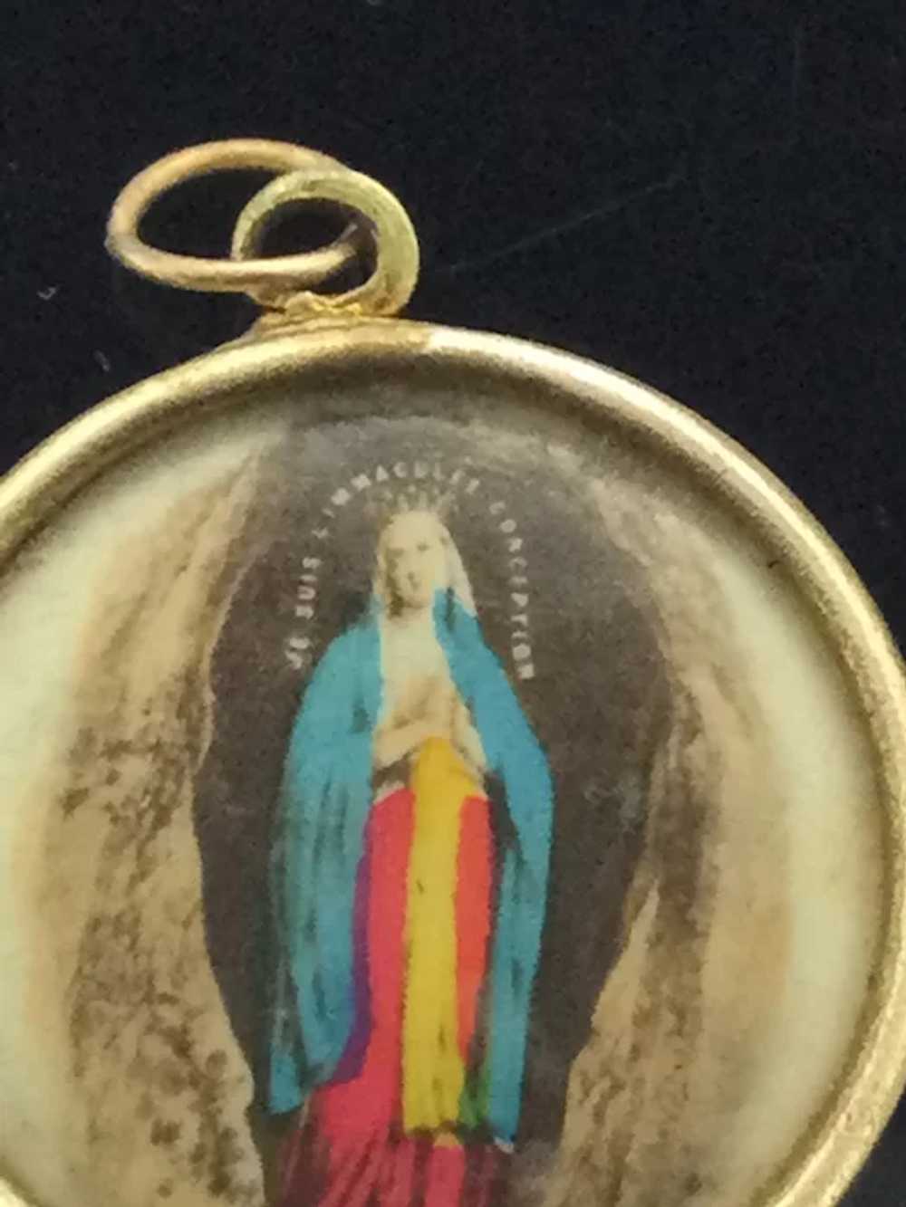 Old Religious Gilt Pendant Locket Costume c.1915 - image 7