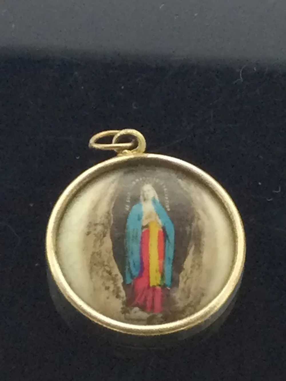 Old Religious Gilt Pendant Locket Costume c.1915 - image 8