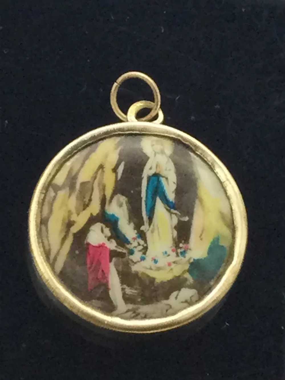 Old Religious Gilt Pendant Locket Costume c.1915 - image 9