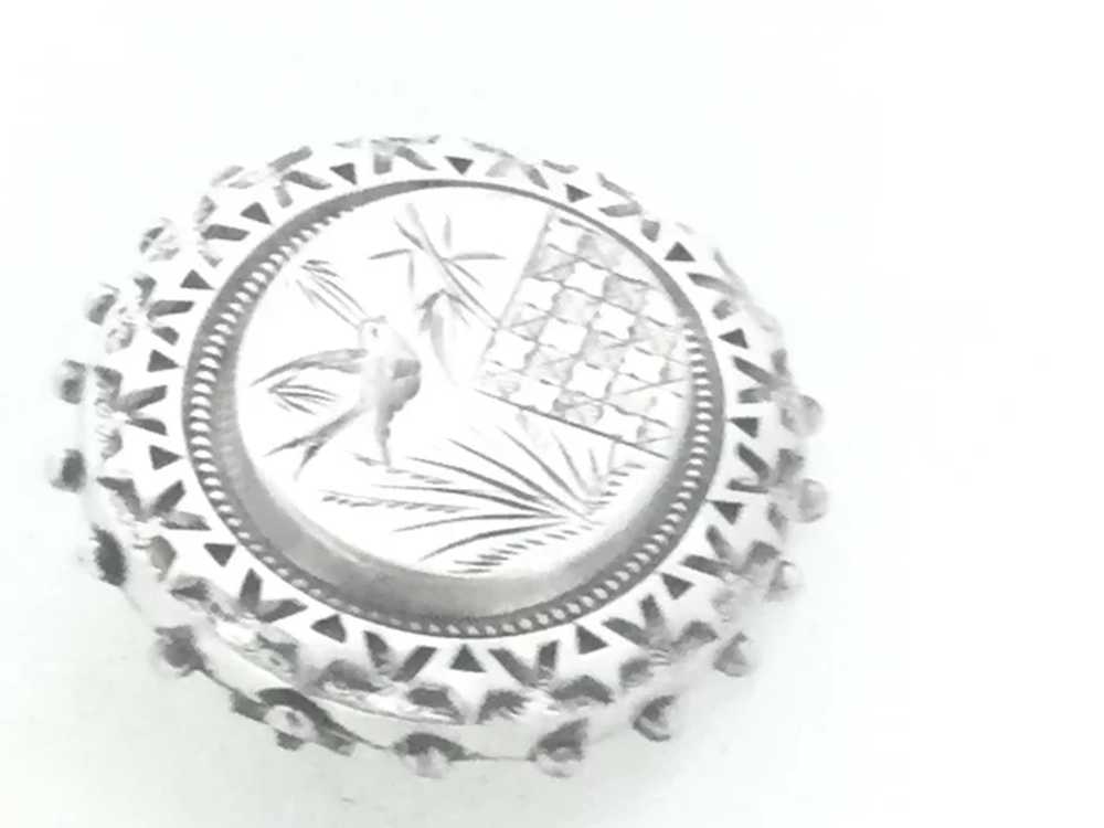 Victorian Silver Embossed Brooch Pin English Hall… - image 10