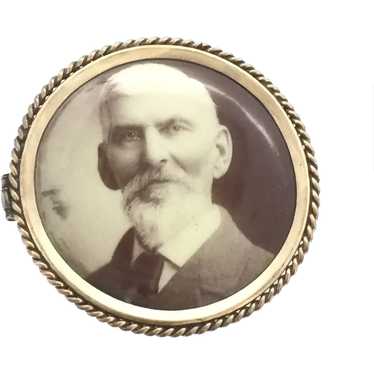 Edwardian Miniature Photograph Brooch Pin - image 1