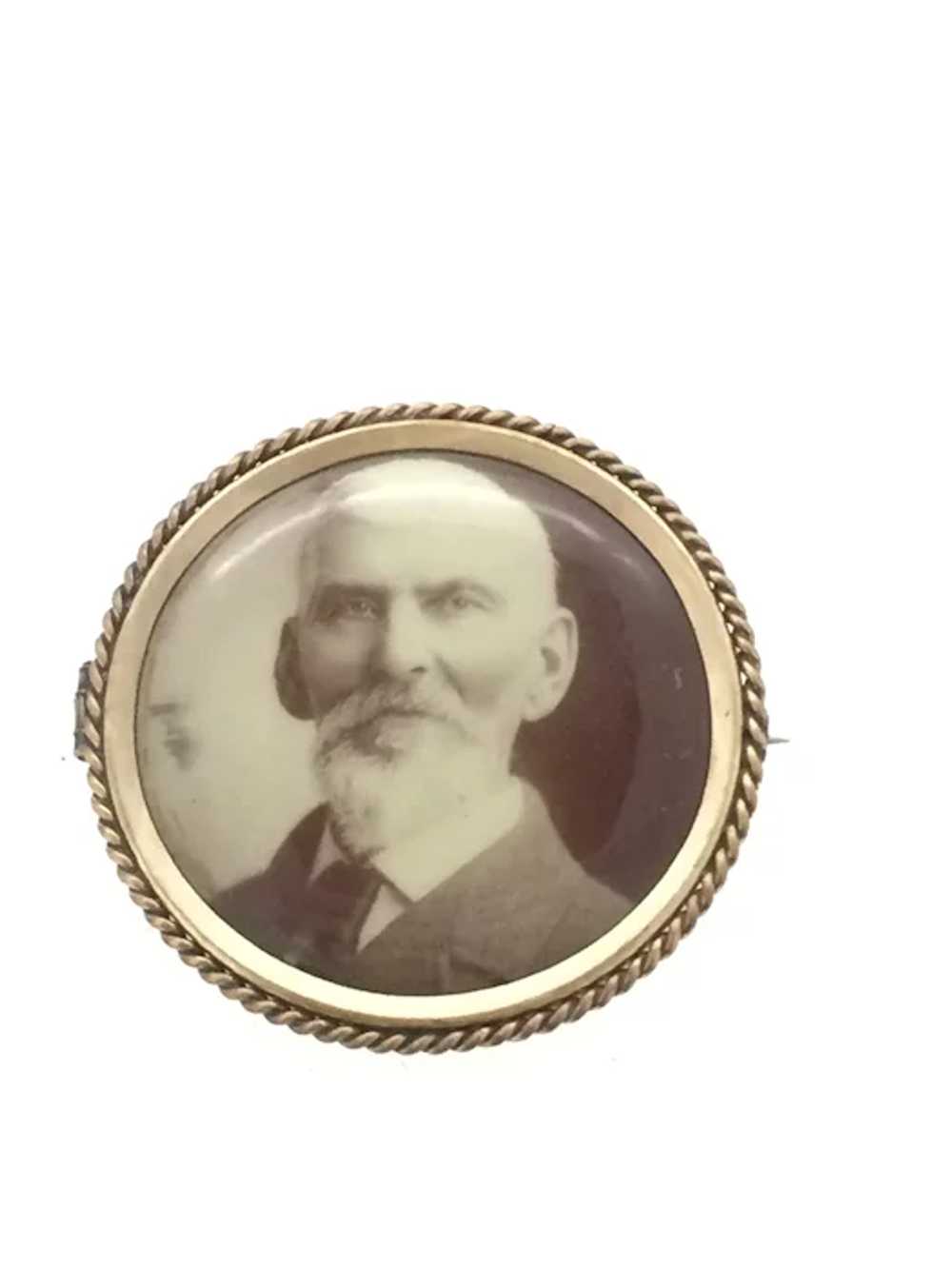 Edwardian Miniature Photograph Brooch Pin - image 2